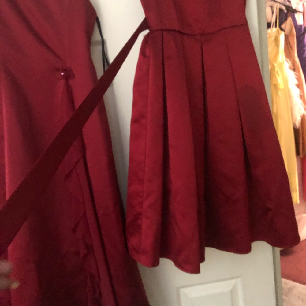 Two beautiful satin red dresses